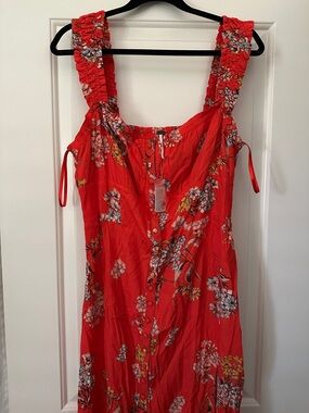 Free People Red Floral Midi Dress